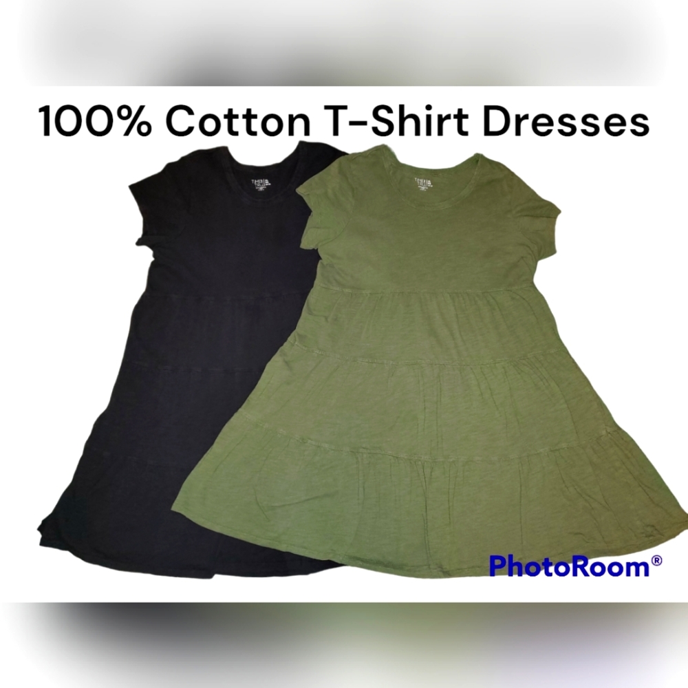 2 T-Shirt Dresses 100% Cotton XL Time and Tru